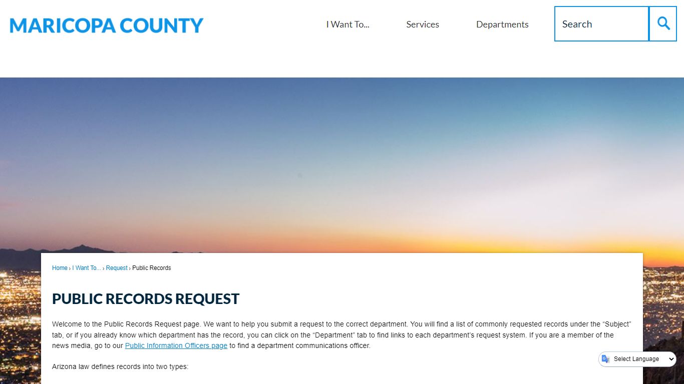 Public Records Request | Maricopa County, AZ